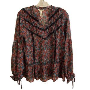 NEW Matilda Jane Carol Peasant Blouse XS Floral Burgundy Black Blue Green